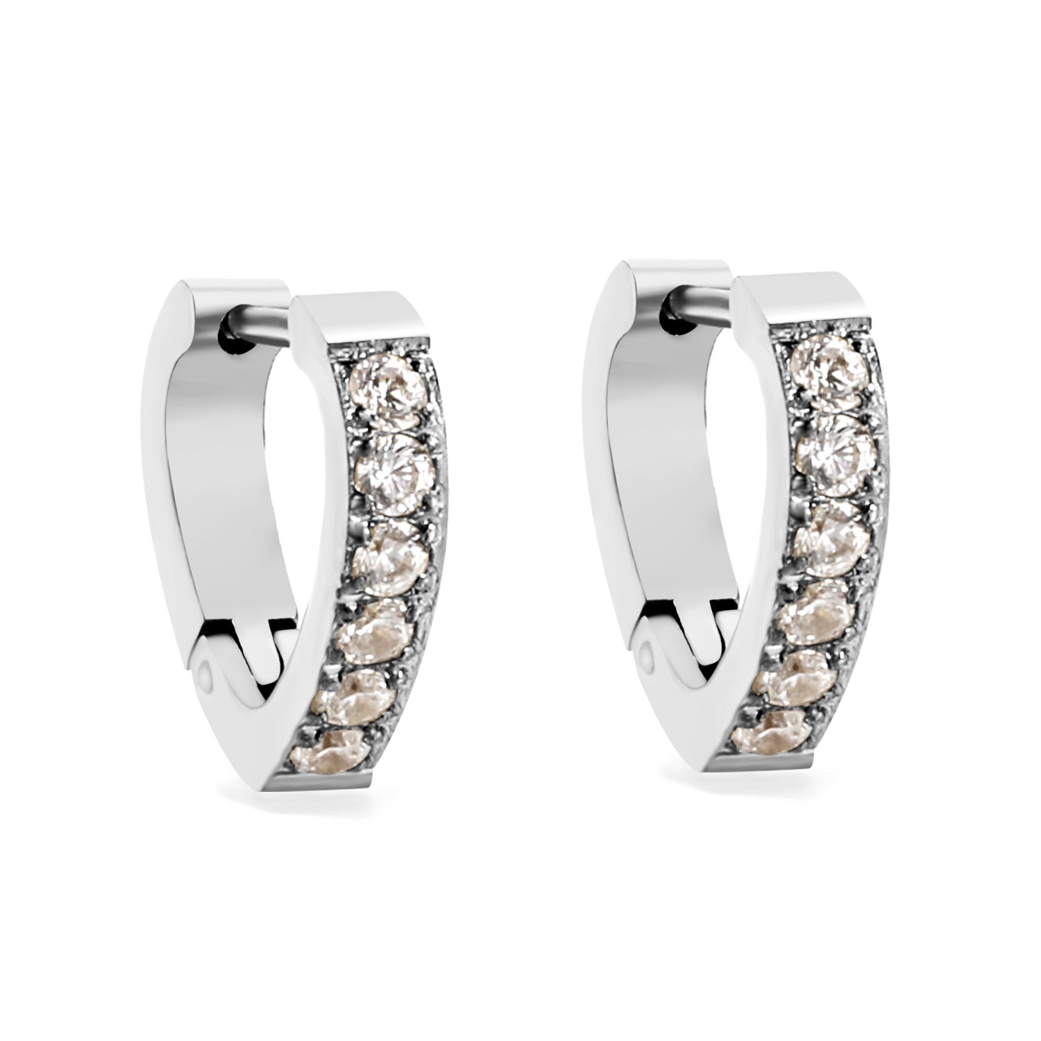 Heart Shaped Circle with White & Pink Diamonds Ear Clips 2.8*14.*12.8mm asonjewelry